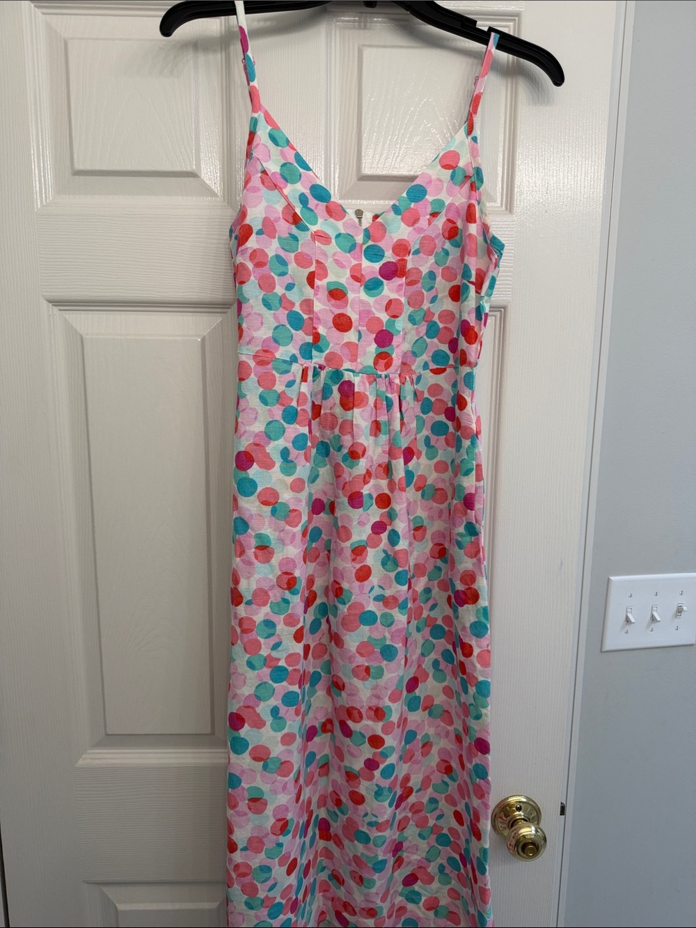 Joules Pink Polka Dot Spaghetti Strap Maxi Dress